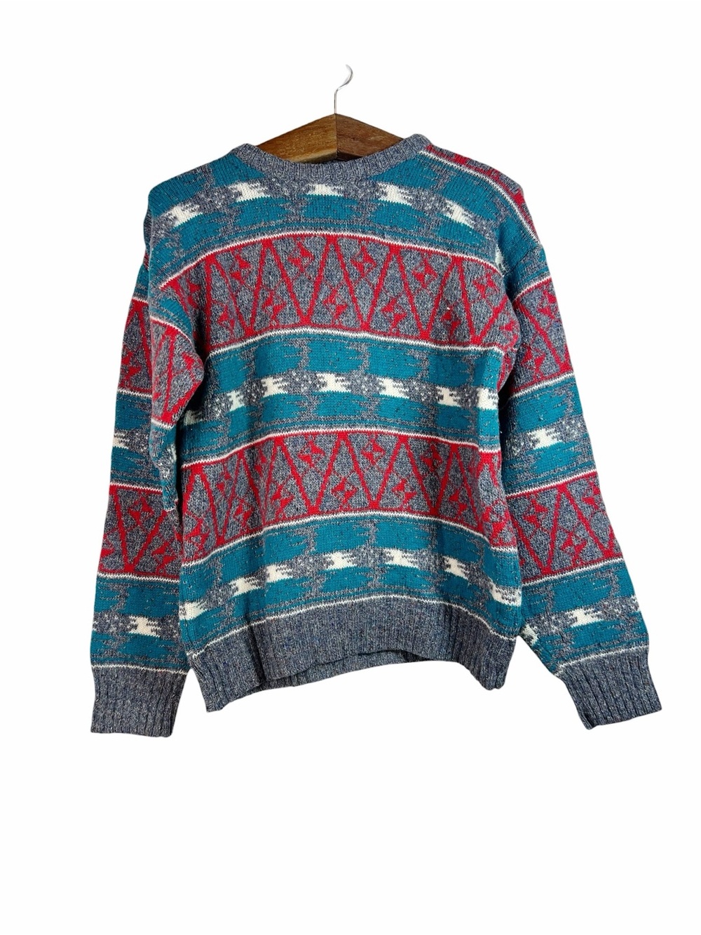 Hunt Club Vintage Men Wool Blend Multicolor Aztec Style Pullover Sweater Size M